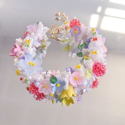 oilpait flower raspberry floral handmade jewelry bracelet gift for her aesthetic beadedjewelry