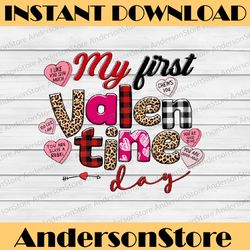 My First Valentine's Day, Valentine PNG File For Sublimation Or Print, Baby Girl, Daughter, Happy Valentines Day