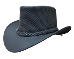 cool breeze outback western cowboy leather mesh hat