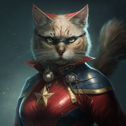 a cat in the style of captain marvel
