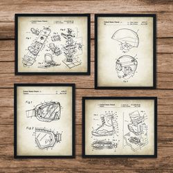 snowboard patent set of 4,snowboard patent,snowboard poster,winter sports art,snowboarding art,snowboarding print