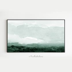 samsung frame tv art abstract green landscape in watercolor, neutral minimalist downloadable digital download