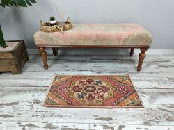 oriental rug, miniature rug, vintage rug, boho decor rug, turkish rug, organic mat, bath rug, 1.6 x 3 ft, vt 4261