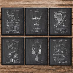 set of 6 hairdresser patent print, hair salon, vintage hairdresser barber blueprints, hairdressing decor, salon art,