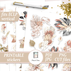 jungle flowers bouquet printable, journal sticker kit, planner decorating, botanical scrapbooking materials, goodnotes