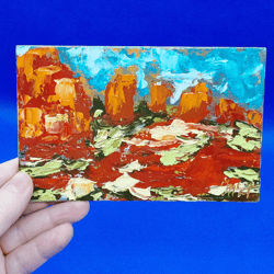 mountain landscape monument valley mini painting mountains national park summer landscape small painting original work