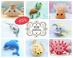 felt fish pattern, felt toy patterns, felt sea animals pattern, felt pattern pdf, felt sea creatures