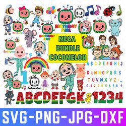 mega bundle cocomelon svg, cocomelon birthday svg bundle, cocomelon alphabet svg, cocomelon characters svg cocomelon svg