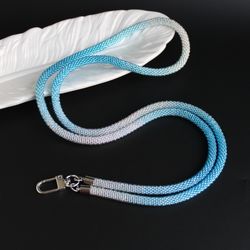 cute teacher lanyard blue sky, medical lanyard for card holder, gift for coworkers, beaded jewelry