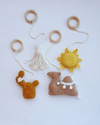 camel toy, boho nursery, baby gym toys, string toy, activity gym toys, hanging gym toys, mobile cactus, ornament boho