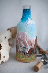 lost sheep bottle, story bottle, decorative alcohol bottle, bottle collecting, papier mache bottle