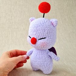 final fantasy, moogle, video game character, gamer gift, cute crochet toy, stuffed toy, plush gift, ffxiv, amigurumi