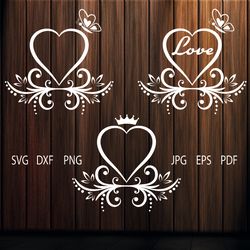 hearts svg bundle, heart monogram frame templates