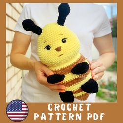 crochet bee plush pattern - amigurumi digital english pdf pattern