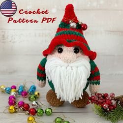 christmas gnome crochet pattern pdf – christmas amigurumi pattern - christmas decor - crochet christmas - plushie patter