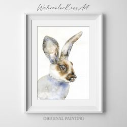 original watercolor painting, wall art - bunny, 7x10 inch