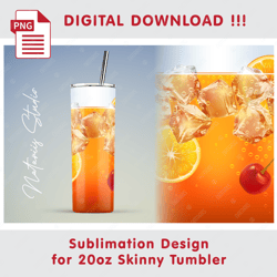 realistic ice drink - seamless sublimation pattern - 20oz skinny tumbler - full tumbler wrap