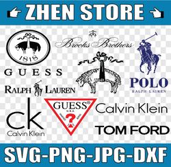 logo fashion brand bunlde: brooks brothers svg, calvin klein svg, ralph lauren svg, tom ford svg, guess svg, polo svg,