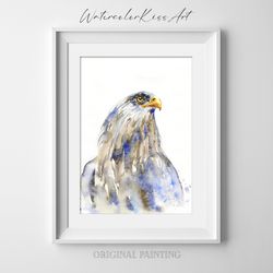 original watercolor painting, wall art - eagle, bird, 7x10 inch