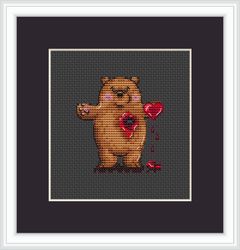 with all sincerity, cross stitch, the 14th of february, bear, heart, valentine's day, salamandra stitch