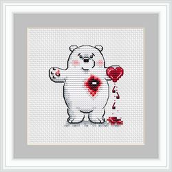 with all sincerity, cross stitch, the 14th of february, bear, heart, valentine's day, salamandra
