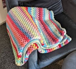 striped crochet blanket, handmade blanket