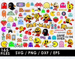 pacman svg files, pacman png files, vector png images, svg cut file for cricut, clipart bundle pack