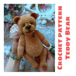 crochet teddy bear pattern, amigurumi teddy bear, cute bear pattern, vintage toy pattern