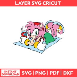 amy rose by adventure sonic the hedgehog he hedgehog sonic cliparts svg, png, pdf, dxf digital file