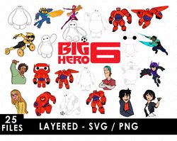 big hero 6 svg files, big hero 6 png files, vector png images, svg cut file for cricut, clipart bundle pack