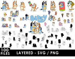 bluey svg files, bluey png files, vector png images, svg cut file for cricut, clipart bundle pack