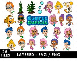 bubble guppies svg files, bubble guppies png files, vector png images, svg cut file for cricut, clipart bundle pack