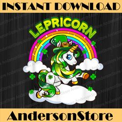 Funny St Patrick's Day Lucky Lepricorn Unicorn Rainbow PNG Sublimation Designs
