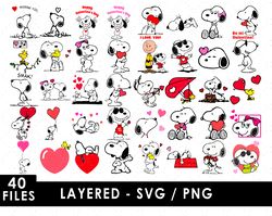 snoopy love svg files, snoopy love png files, vector png images, svg cut file for cricut, clipart bundle pack