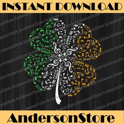 music note shamrock -music lover st patrick's day irish flag png sublimation designs