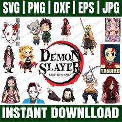 bundle 14 files demon svg, demon slayer bundle svg, demon slayer svg, nezuko svg, svg, png, eps, dxf