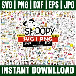 bundle 360 files snoopy svg, snoopy bundle, peanuts svg, peanuts digital art, charlie brown svg, snoopy png, snoopy clip