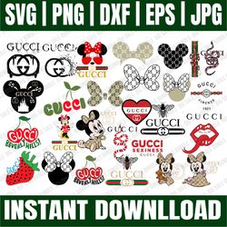 bundle 33 files gucci fashion svg, gucci logo svg, mickey gucci style svg bundle, brand logo svg, fashion brand svg