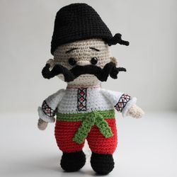 ukrainian crochet doll cossack in traditional clothes, interior toy ukrainian cossack, ukrainian style