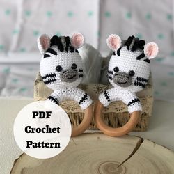 crochet zebra pattern amigurumi zebra pattern, rattle toy 0-12 months