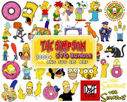 1000 simpsons clip art bundle, simpsons svg cut files for cricut, silhouette, png, dxf, instant download