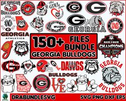 150 georgia bulldogs svg bundles, ncaa football svg, cricut cutting file, vector clipart digital download ga bulldogs lo