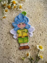 elf cross stitch pattern bluebell flower cross stitch pattern little boy cross stitch pattern cute cross stitch pattern