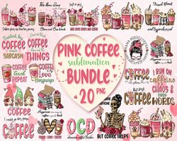 20 valentine pink coffee png bundle, valentine coffee png, valentine drinks png, latte drink png, xoxo png, coffee lover