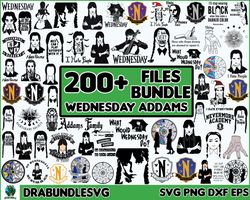 200 wednesday addams svg, addams family svg, clipart, layered svg, files for cricut, cut files, silhouette, horror