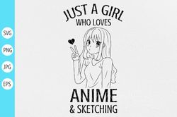 svg just a girl who loves anime svg , eps , dxf , digital download