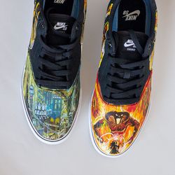 lord of the rings sneakers , lotr inspired shoes - gandalf, elves, balrog, lothlorien, custom painted gift for men