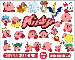 kirby bundle svg, games, layered, silhouette, cricut, digital download