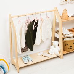 montessori furniture for toddler, wood clothing rack, natural nursery clothes rack, christmas gift