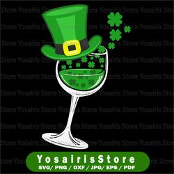 st patrick's day shamrock wine glass, svg,  for cricut, wine glass svg, wine st patrick's day, wine lover, funny wine